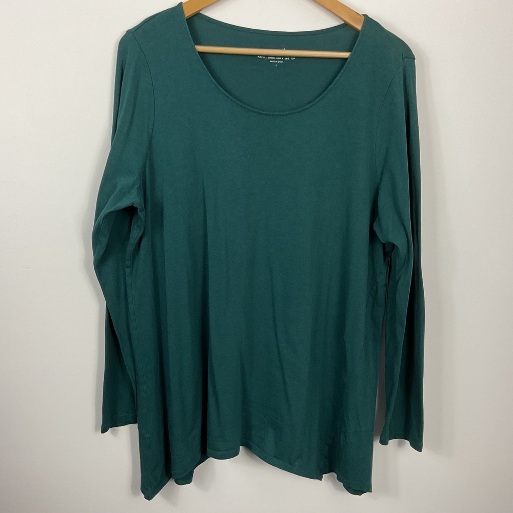 Pure Jill Green A Line‎ Dipped Hem Long Sleeve Top Size L